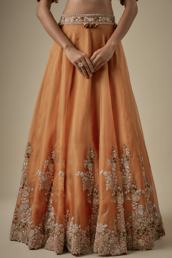 Rust Organza Maal Work Lehenga Set - Image 3