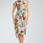 Multi-Colored Soft Net Silk Hand Embroidered Dress