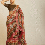 Multi-Colored Georgette Pre-Draped Saree Set