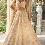 Nude Tissue Silk Sequins Embroidered Lehenga Set