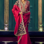 Gulabi Gulaal Organza Silk Dabka Embroidered Saree Set