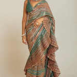 Multi-Colored Georgette Pre-Draped Saree Set