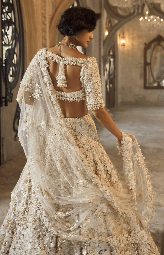 Ivory Net Crystal Lehenga Set - Image 2