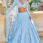 Powder Blue Net Sequins Embroidered Lehenga Set