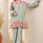 Sage Green Silk Tencel Bead Embroidered & Printed Co-Ord Set