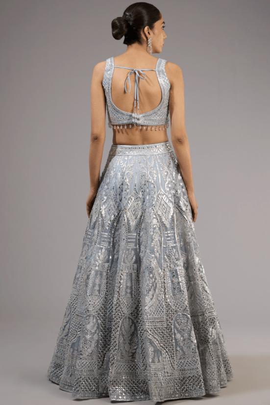 Grey Organza Lehenga Set - Image 2