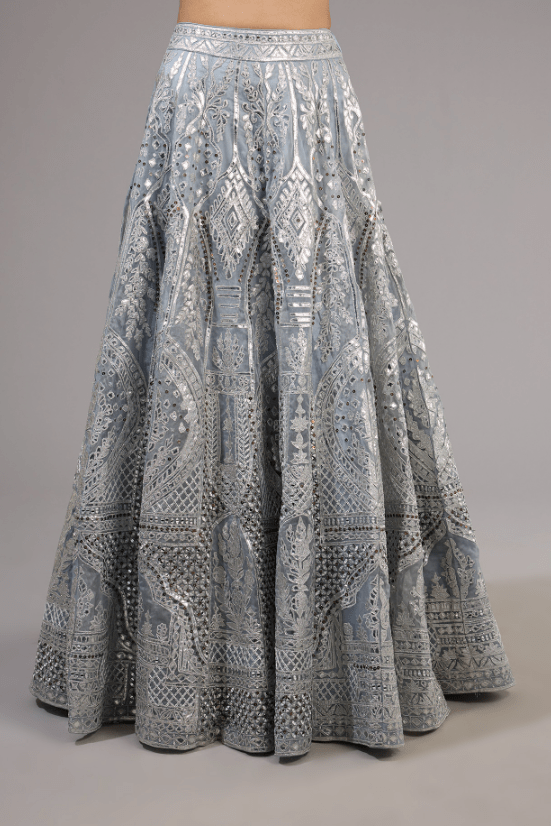 Grey Organza Lehenga Set - Image 3