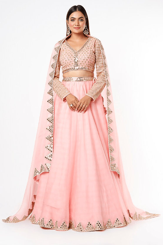 Peach Georgette Lehenga Set