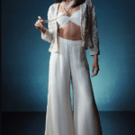 Ivory Organza Hand Embroidered Jacket Set