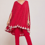 Crimson Red Georgette Cape Set