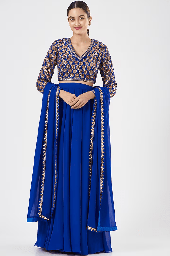 Royal Blue Georgette Lehenga Set