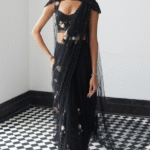 Black Net Hand Embellished Saree Set
