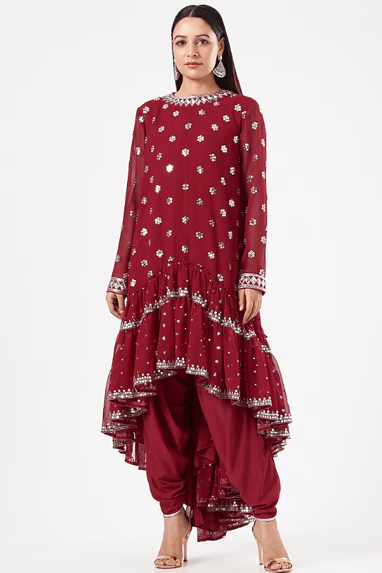 Crimson Red Embroidered Kurta Set