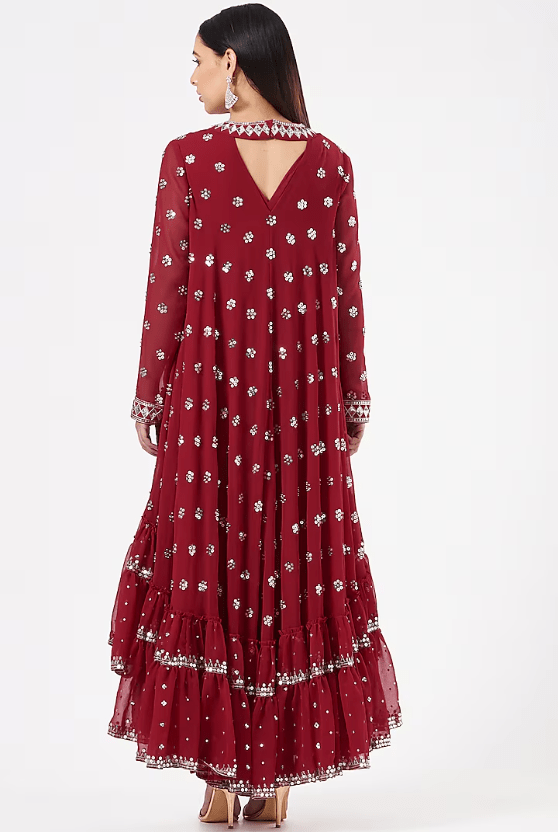 Crimson Red Embroidered Kurta Set - Image 2