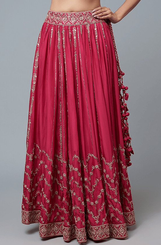 Rani Pink Organza Embroidered Lehenga Set - Image 2