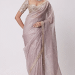 Ash Pink Organza Saree Set