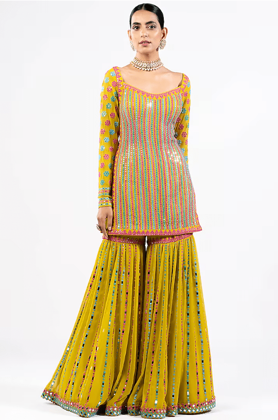 Moss Green Georgette Sharara Set