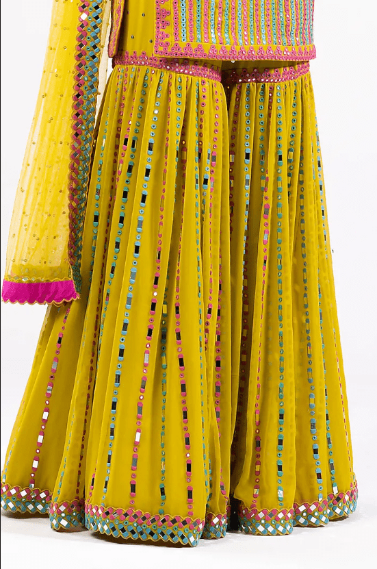 Moss Green Georgette Sharara Set - Image 3