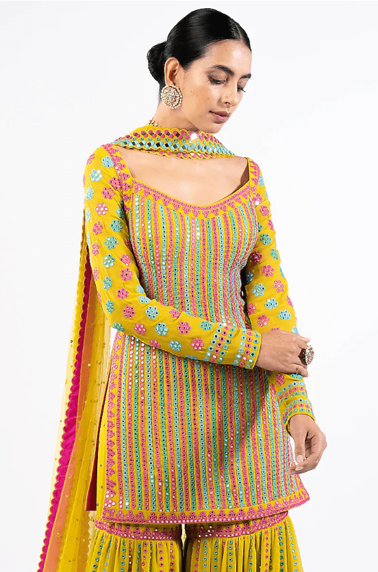 Moss Green Georgette Sharara Set - Image 4