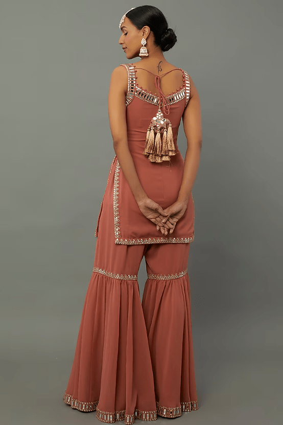 Peach Georgette Sharara Set - Image 2