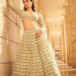 Fern Green Georgette Pearl Hand Embroidered Lehenga Set