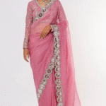 Dark Blush Embroidered Saree Set