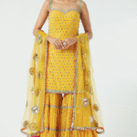 Mustard Embroidered Sharara Set