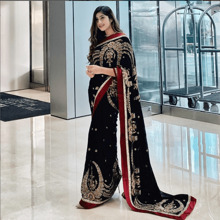 Black saree with gotta work