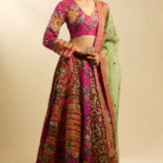 Rani Pink Silk Hand & Machine Embroidered Kalidar Lehenga Set