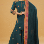 Green Silk Sharara Set