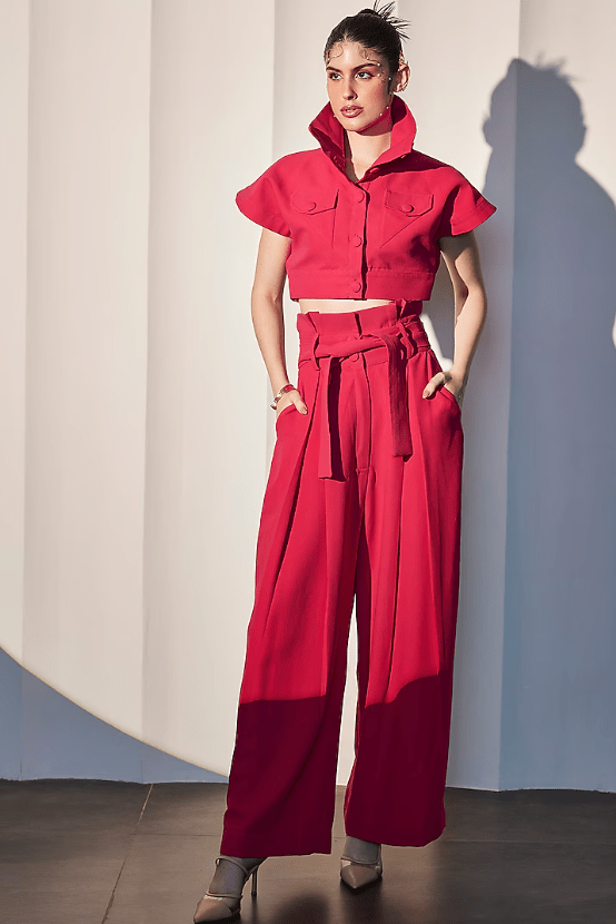 Fuchsia Pink Imported Crepe Co-Ord Set