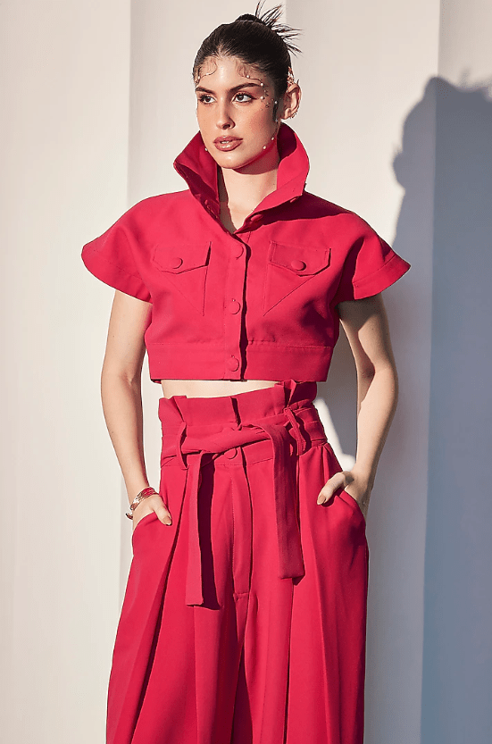Fuchsia Pink Imported Crepe Co-Ord Set - Image 3