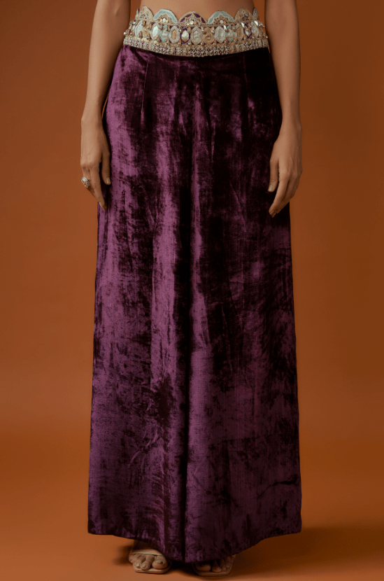 Purple Georgette Embroidered Jacket Set - Image 3
