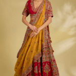 Red Silk Hand & Machine Embroidered Lehenga Set