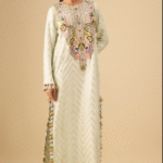 Off-White Dola Silk Zig-Zag Embroidered Kaftan