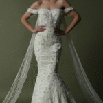White Tulle & Hard Net Hand Embroidered Mermaid Gown