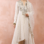 Off-White Mukaish Silk Mul Embroidered Anarkali Set