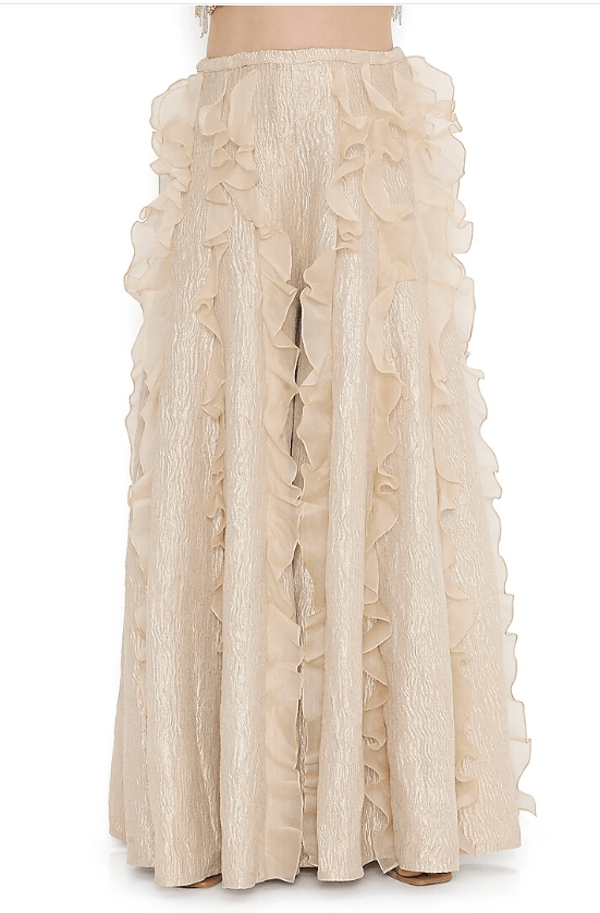 Gold Tissue Frilled Sharara Set - Image 3