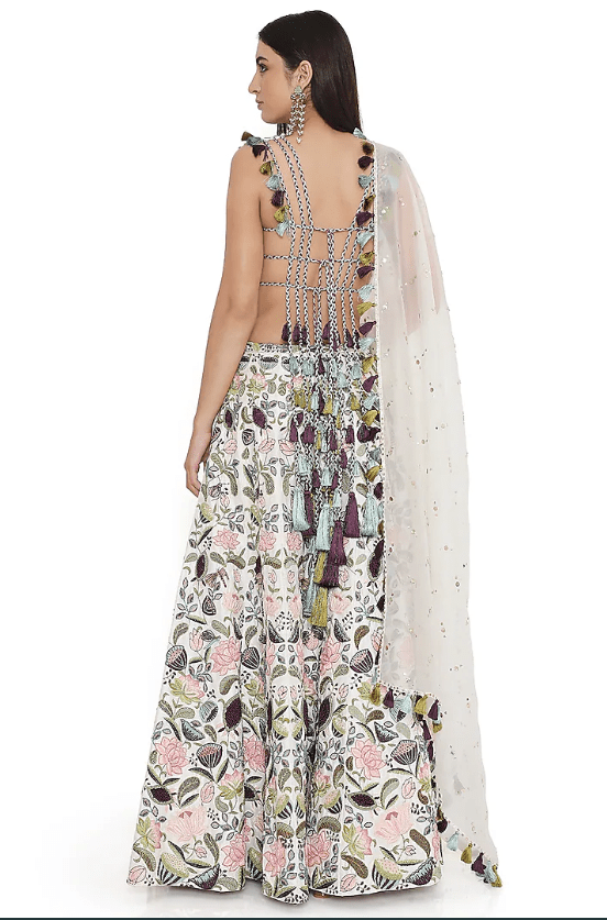 Ivory Dupion Silk Embroidered Sharara Set - Image 2