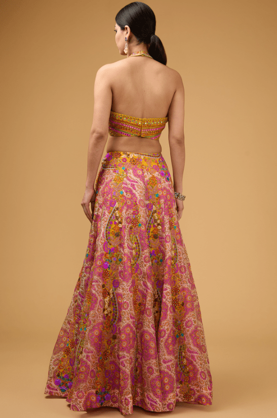 Pink Silk Organza Lehenga Set - Image 2
