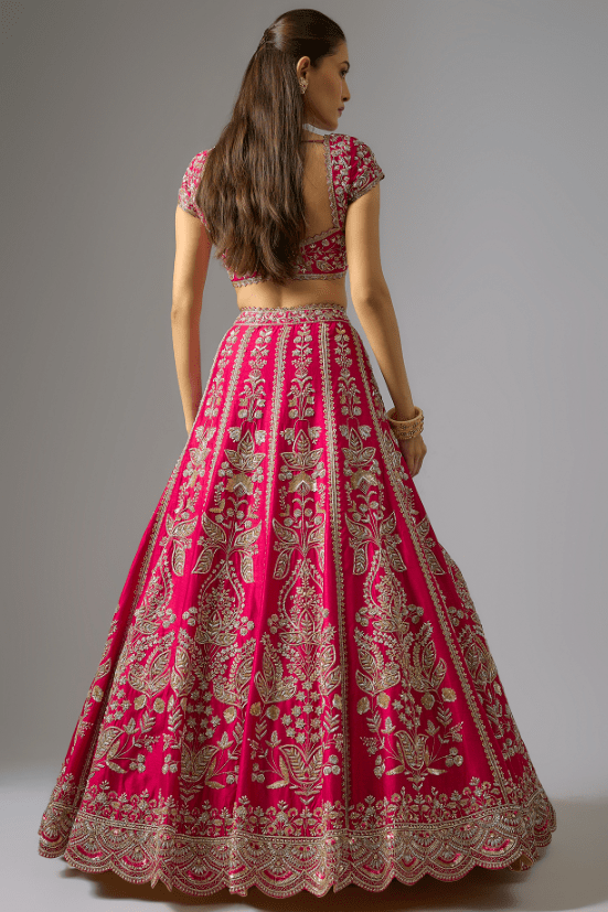 Pink Dupion Zardosi Embroidered Lehenga Set - Image 2