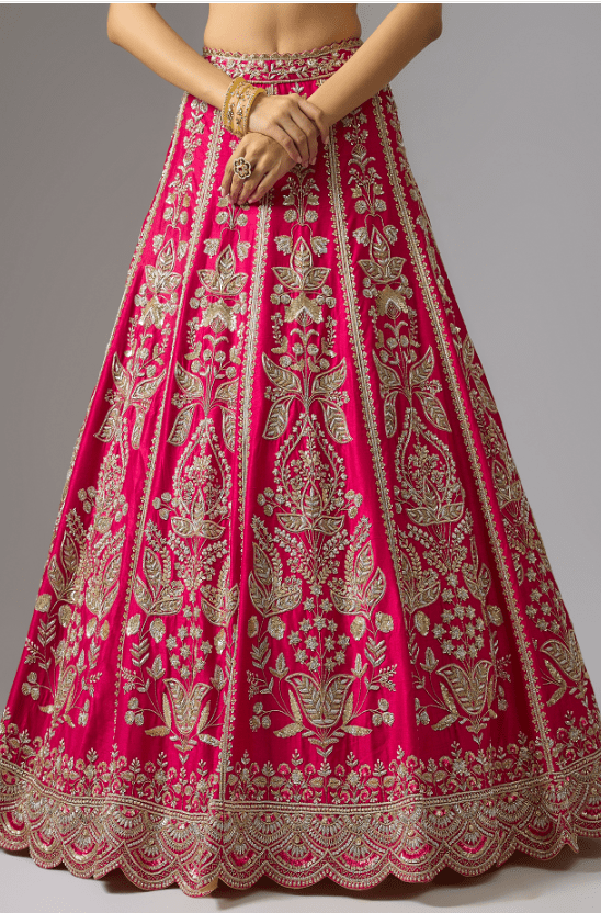 Pink Dupion Zardosi Embroidered Lehenga Set - Image 3