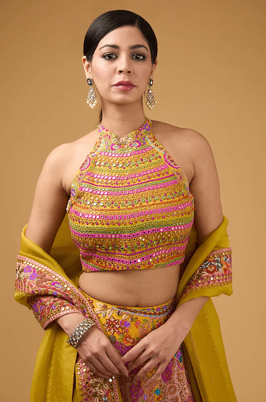 Pink Silk Organza Lehenga Set - Image 4