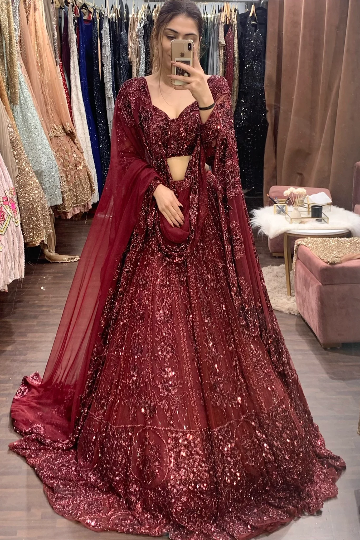 MAHOGANY RED LEHENGA