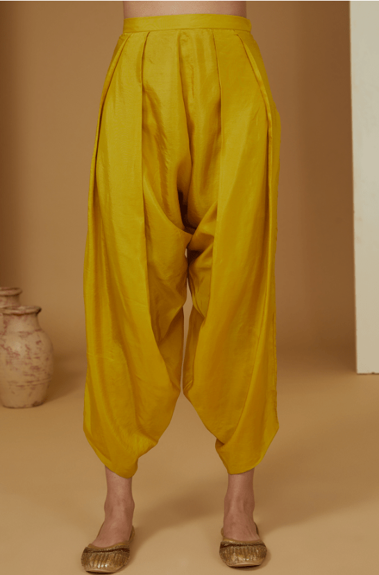 Green Cotton Silk Embroidered Gathered Kurta Set - Image 3