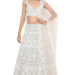 Grey Georgette Embroidered Lehenga Set