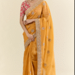 Mustard Organza Saree Set