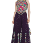 Purple Mukaish Georgette Sharara Set