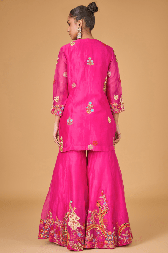 Magenta Organza Sharara Set - Image 2