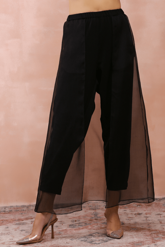 Black Georgette Embroidered Co-Ord Set - Image 3